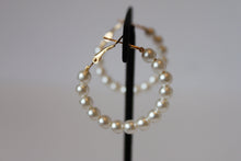 Load image into Gallery viewer, Earrings - Three gold earrings - pearl cluster and gold partial hoops JL109
