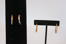 Load image into Gallery viewer, Earrings - Three gold earrings - pearl cluster and gold partial hoops JL109
