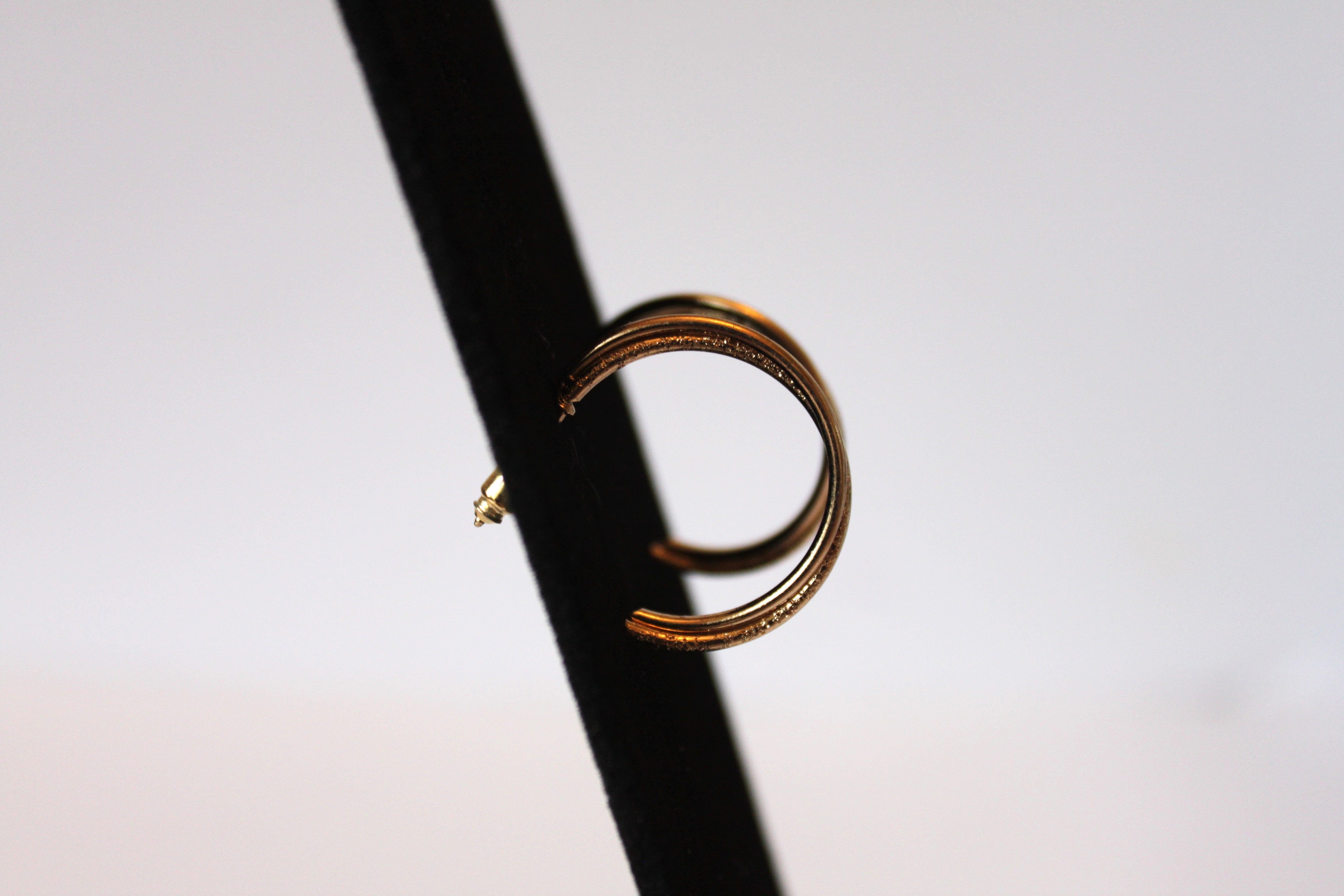 Earrings - Three gold earrings - pearl cluster and gold partial hoops JL109