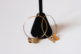 Earrings - Two pairs of earrings - gold plated with butterfly charms/elements JL111