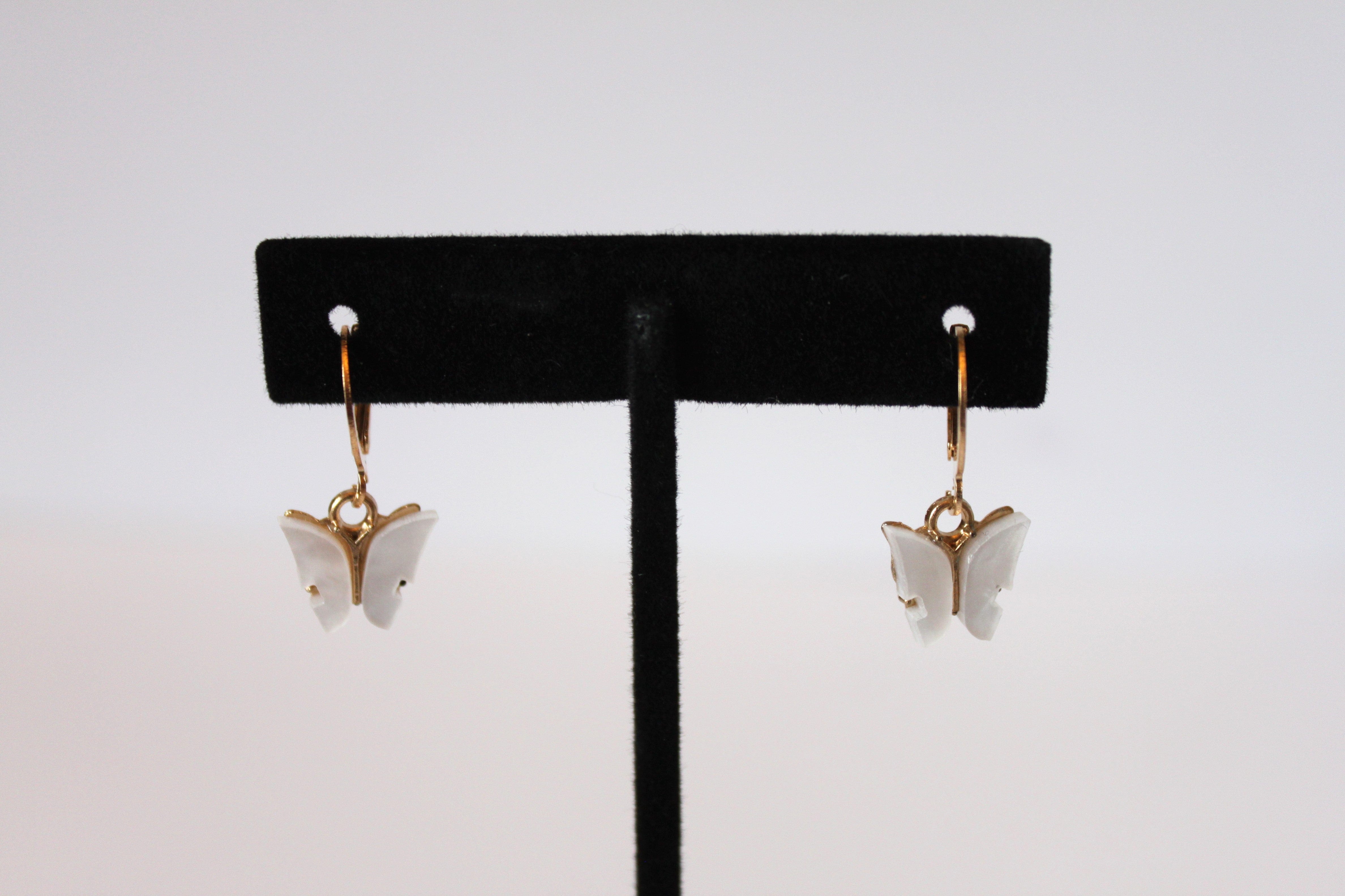 Earrings - Two pairs of earrings - gold plated with butterfly charms/elements JL111