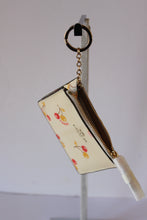 Load image into Gallery viewer, Handbags- Leather wallet/keychain by Coach - Cream w/pink and yellow cherry pattern HB023

