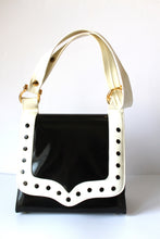 Load image into Gallery viewer, Handbags - Life Stride Vintage Shoulder Bag - Black and Cream Simulated Leather - 1950&#39;s HB040
