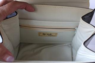 Handbags - Life Stride Vintage Shoulder Bag - Black and Cream Simulated Leather - 1950's HB040