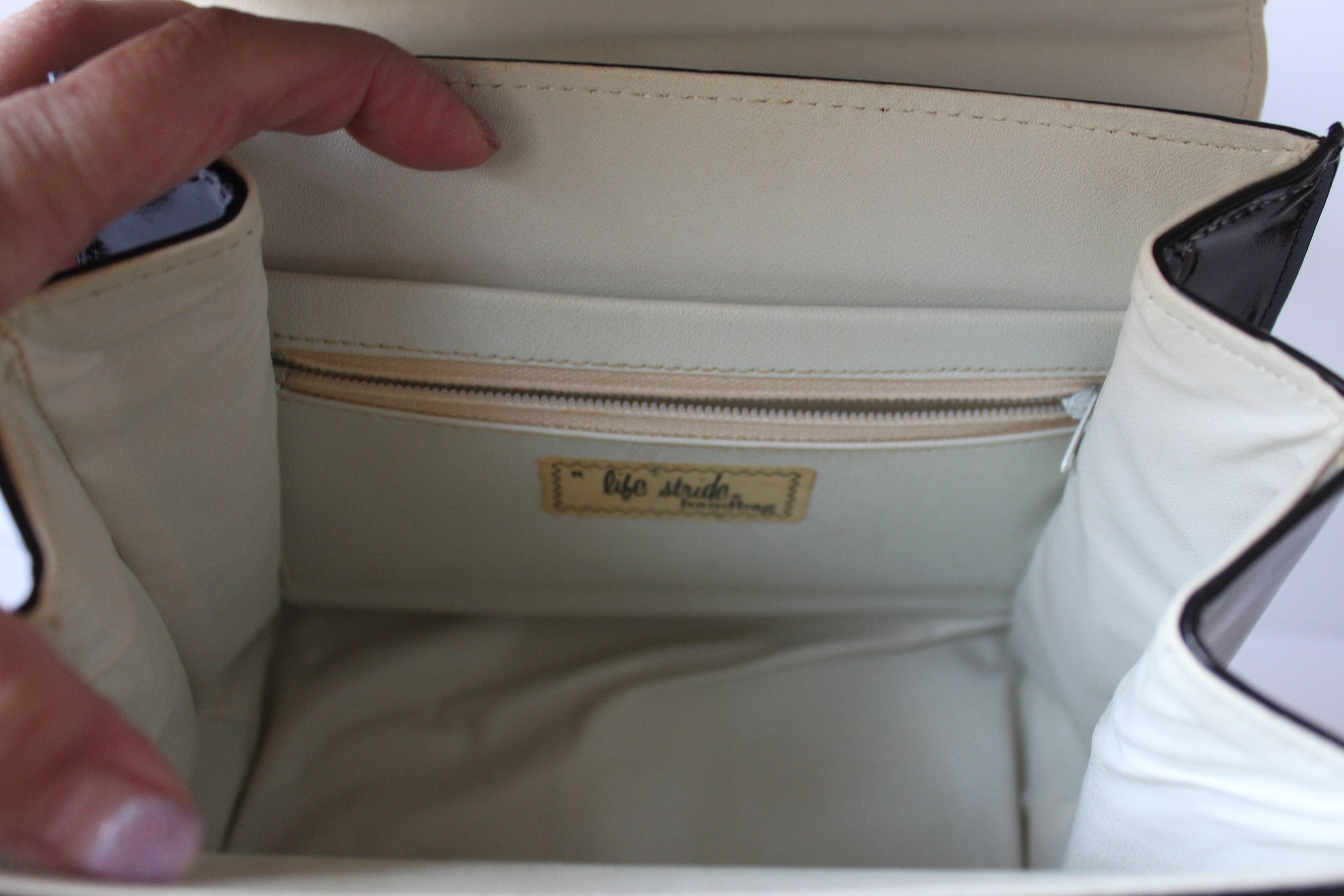 Handbags - Life Stride Vintage Shoulder Bag - Black and Cream Simulated Leather - 1950's HB040