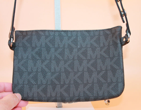 Michael Kors Belt Bag - Dark brown signature MK print with silver accents HB065