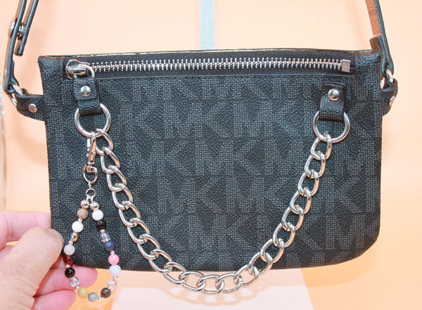 Michael Kors Belt Bag - Dark brown signature MK print with silver accents HB065