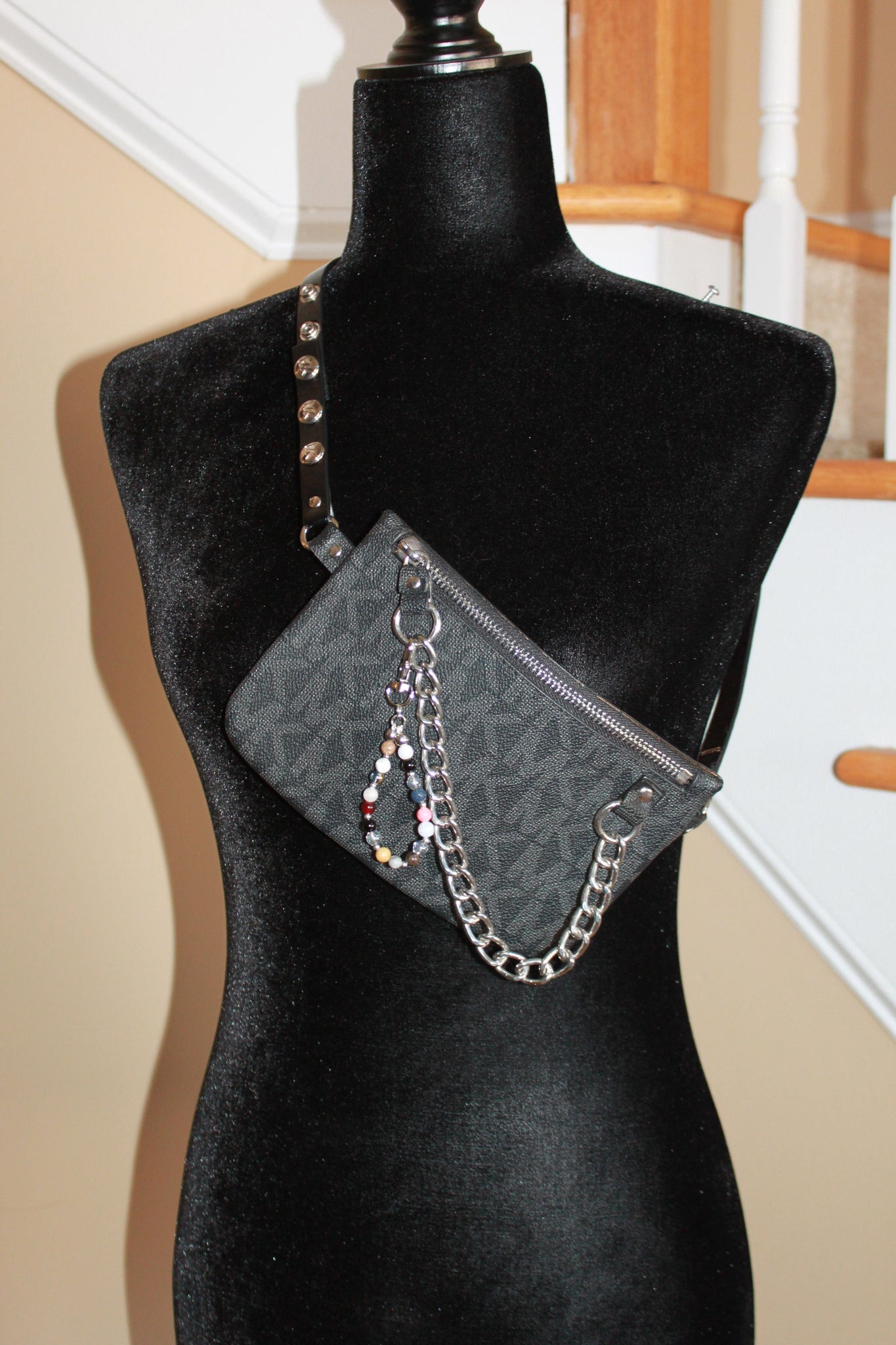 Medium Metallic Snake-Embossed Leather Belt Bag | Michael Kors