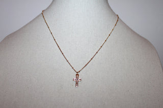 Necklace - 14K GP chain with beautiful cross pendant set in cz stones - 17" with 3" extension JL065