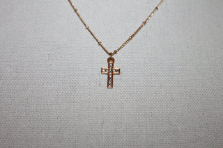 Necklace - 14K GP chain with beautiful cross pendant set in cz stones - 17" with 3" extension JL065