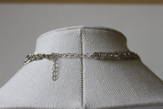 Necklace - 3-layered silver-plate, cube and cable chain designs - 15.5", 16", and 18" with 2" extension JL075