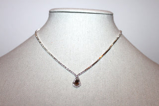 Necklace - Beautiful fashion necklace set in rhinestones and rhinestone pendant - 16" with 2.5" extension JL057