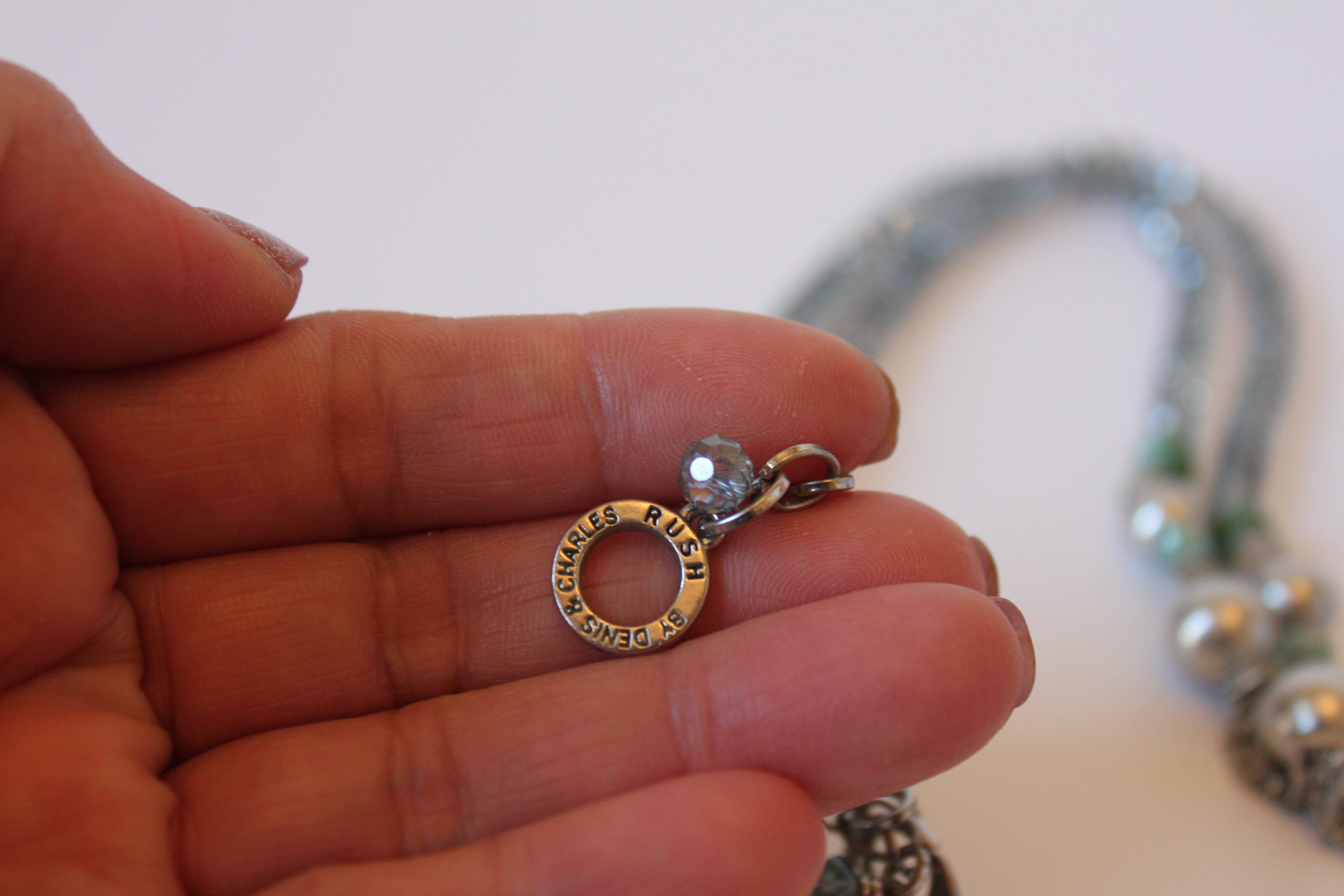 Necklace - Blue Crystal Cut with beads and silver accents - designed by Denis and Charles RUSH JL079