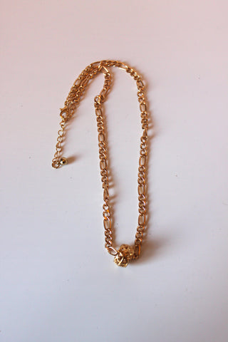 Necklace - Gold plated chain link design with beautiful gold charm - 16" with 2" extension JL043