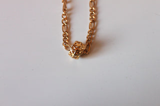 Necklace - Gold plated chain link design with beautiful gold charm - 16" with 2" extension JL043
