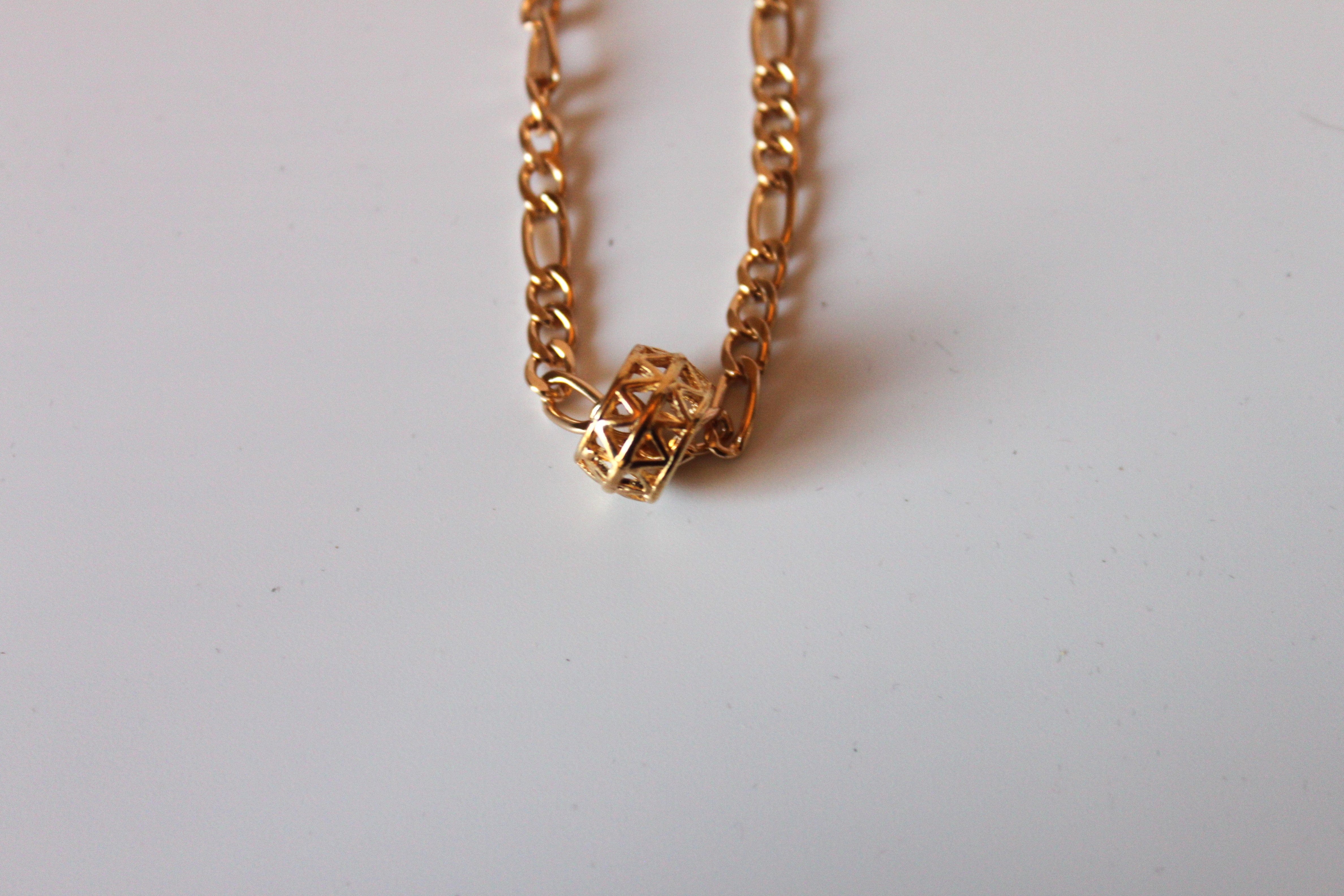 Necklace - Gold plated chain link design with beautiful gold charm - 16" with 2" extension JL043