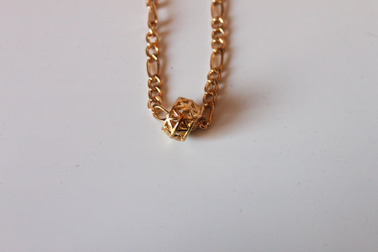 Necklace - Gold plated chain link design with beautiful gold charm - 16" with 2" extension JL043