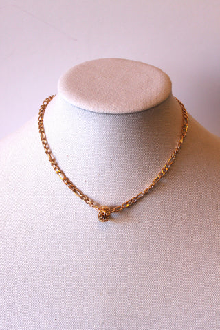 Necklace - Gold plated chain link design with beautiful gold charm - 16" with 2" extension JL043