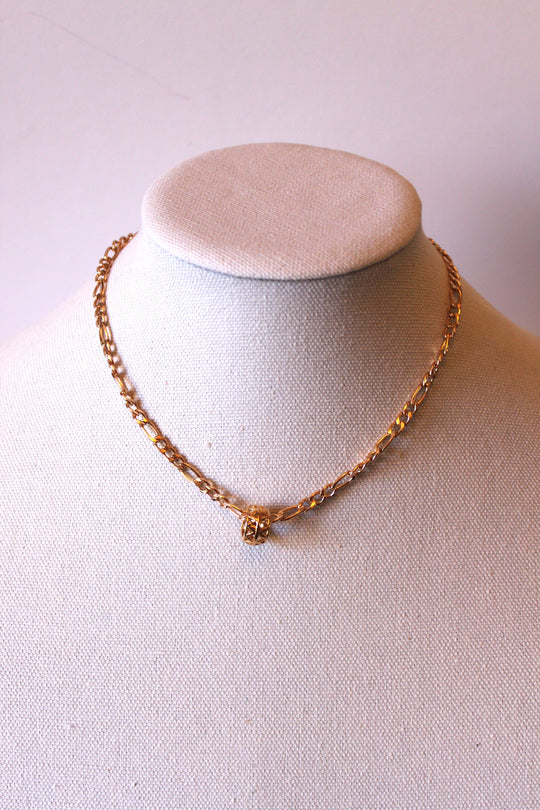 Necklace - Gold plated chain link design with beautiful gold charm - 16" with 2" extension JL043