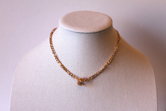 Necklace - Gold plated chain link design with beautiful gold charm - 16" with 2" extension JL043