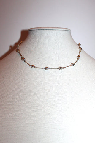 Necklace - Silver plated necklace with silver beads throughout - 16" with 3.0" extension JL061