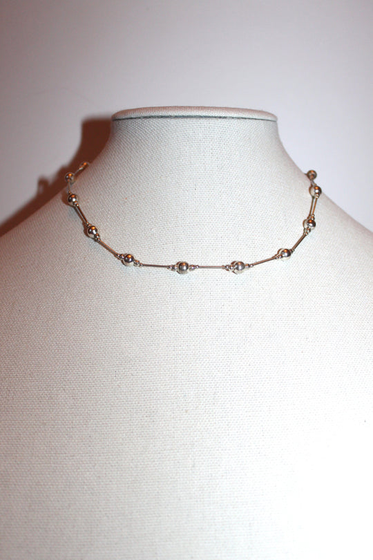 Necklace - Silver plated necklace with silver beads throughout - 16" with 3.0" extension JL061