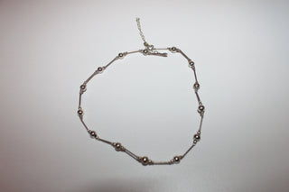 Necklace - Silver plated necklace with silver beads throughout - 16" with 3.0" extension JL061