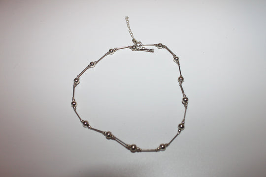 Necklace - Silver plated necklace with silver beads throughout - 16" with 3.0" extension JL061