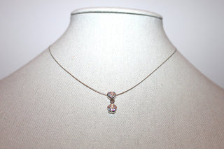 Necklace - Silver wire chain with pretty rhinestone flower cluster - 15" with 2" extension JL049