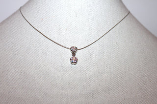 Necklace - Silver wire chain with pretty rhinestone flower cluster - 15" with 2" extension JL049