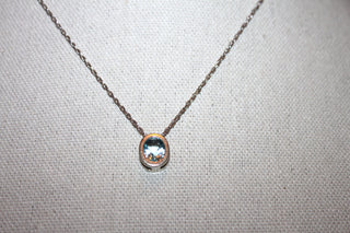 Necklace - Sterling silver 925 chain with beautiful Aquamarine stone setting- 17.5" JL058