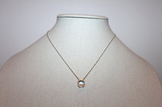 Necklace - Sterling silver 925 chain with beautiful Aquamarine stone setting- 17.5" JL058