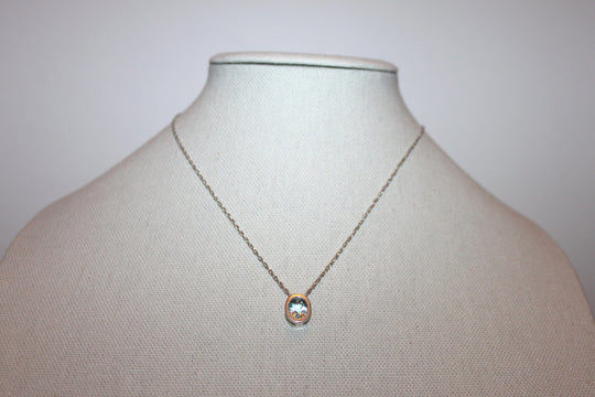 Necklace - Sterling silver 925 chain with beautiful Aquamarine stone setting- 17.5" JL058