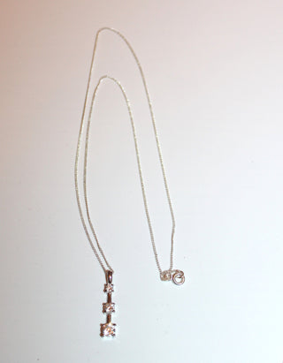 Necklace - Sterling silver 925 chain with three white sapphire stones - 19" chain JL062