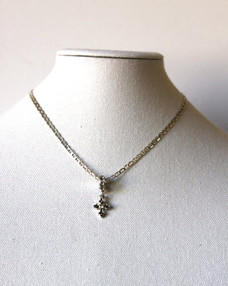 Necklace - Sterling silver chain 925 with beautiful cross pendant in zircon stones - 18" chain JL054