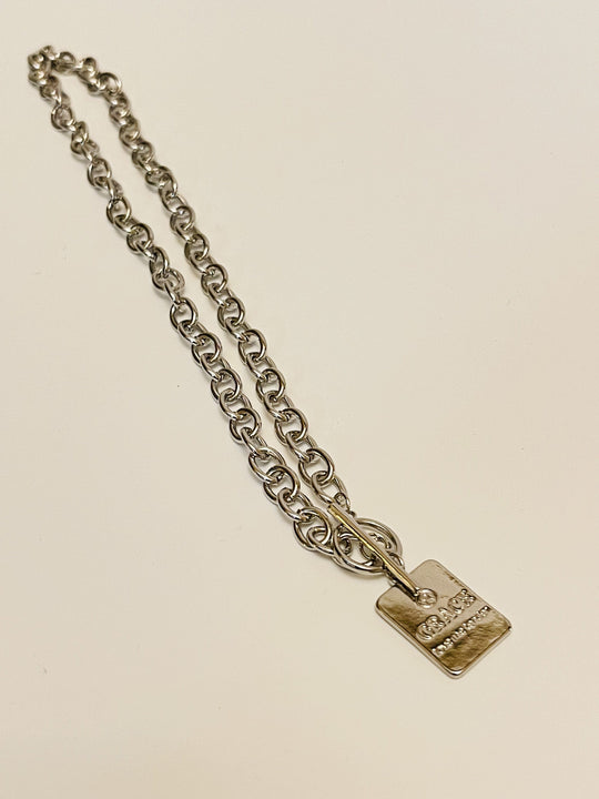 Necklace - Thick silver cable chain style with loop and toggle in front - Grace charm - 17" JL156