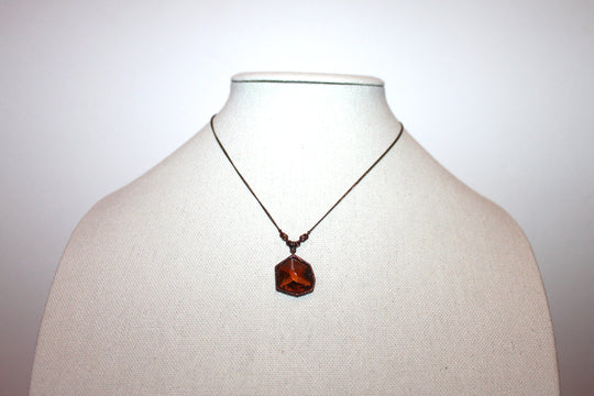 Necklace - Vintage designer necklace with beautiful stone charm and pendant, 16" chain JL050