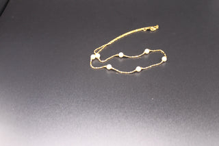 Necklace - 14K Gold Plate Vintage Necklace embellished with pearls - 16"