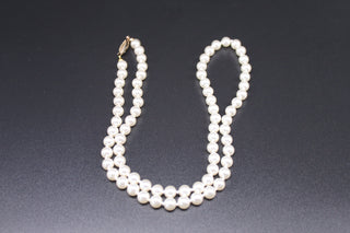 Necklace - 8mm Vintage Pearl Necklace with fish hook necklace clasp - 24"