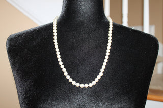 Necklace - 8mm Vintage Pearl Necklace with fish hook necklace clasp - 24"