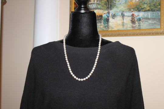 Necklace - 8mm Vintage Pearl Necklace with fish hook necklace clasp - 24"