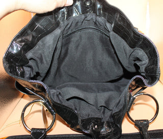 NEW! Patent leather shoulder bag with silver accents HB063