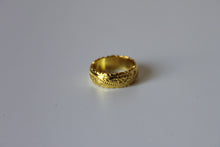 Load image into Gallery viewer, Rings - 14K gold plated ring band in Hawaiin flower print engraved design - various sizes
