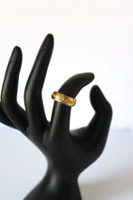 Load image into Gallery viewer, Rings - 14K gold plated ring band in Hawaiin flower print engraved design - various sizes
