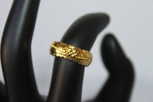 Load image into Gallery viewer, Rings - 14K gold plated ring band in Hawaiin flower print engraved design - various sizes
