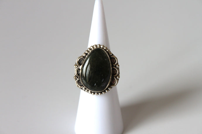 Rings - Black Obsidian - genuine stone on sterling silver - size 4.5 JL097