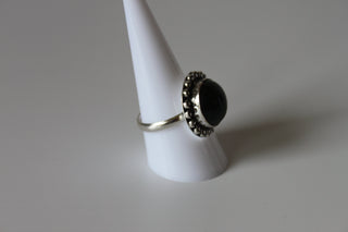 Rings - Black Obsidian - genuine stone on sterling silver - size 9.0 JL095