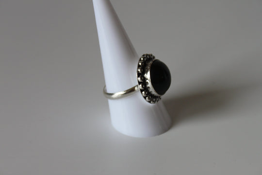 Rings - Black Obsidian - genuine stone on sterling silver - size 9.0 JL095