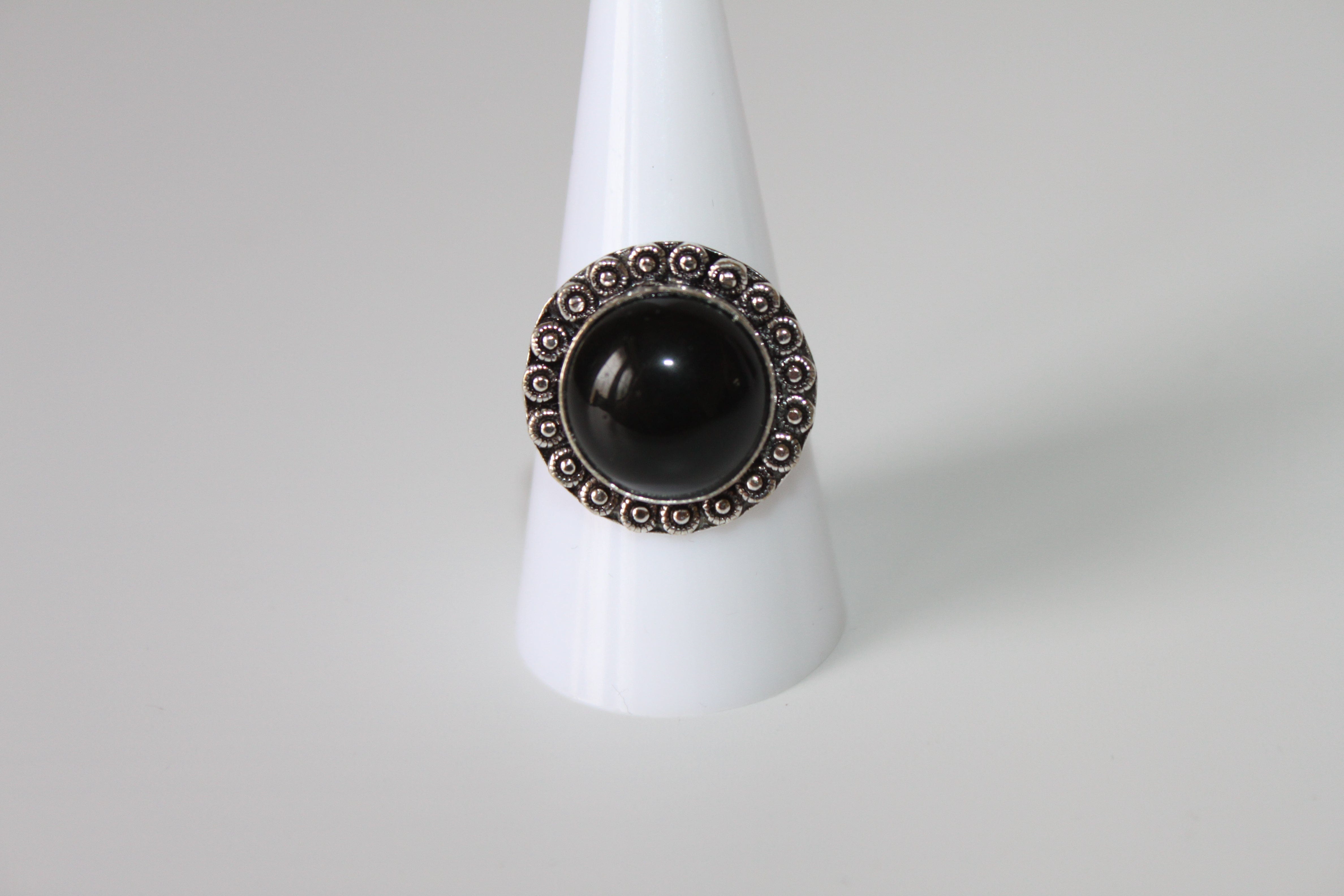 Rings - Black Obsidian - genuine stone on sterling silver - size 9.0 JL095