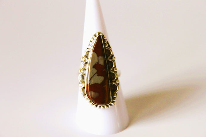 Rings - Brecciated Red Jasper genuine stone on sterling silver - size 7.0 JL085